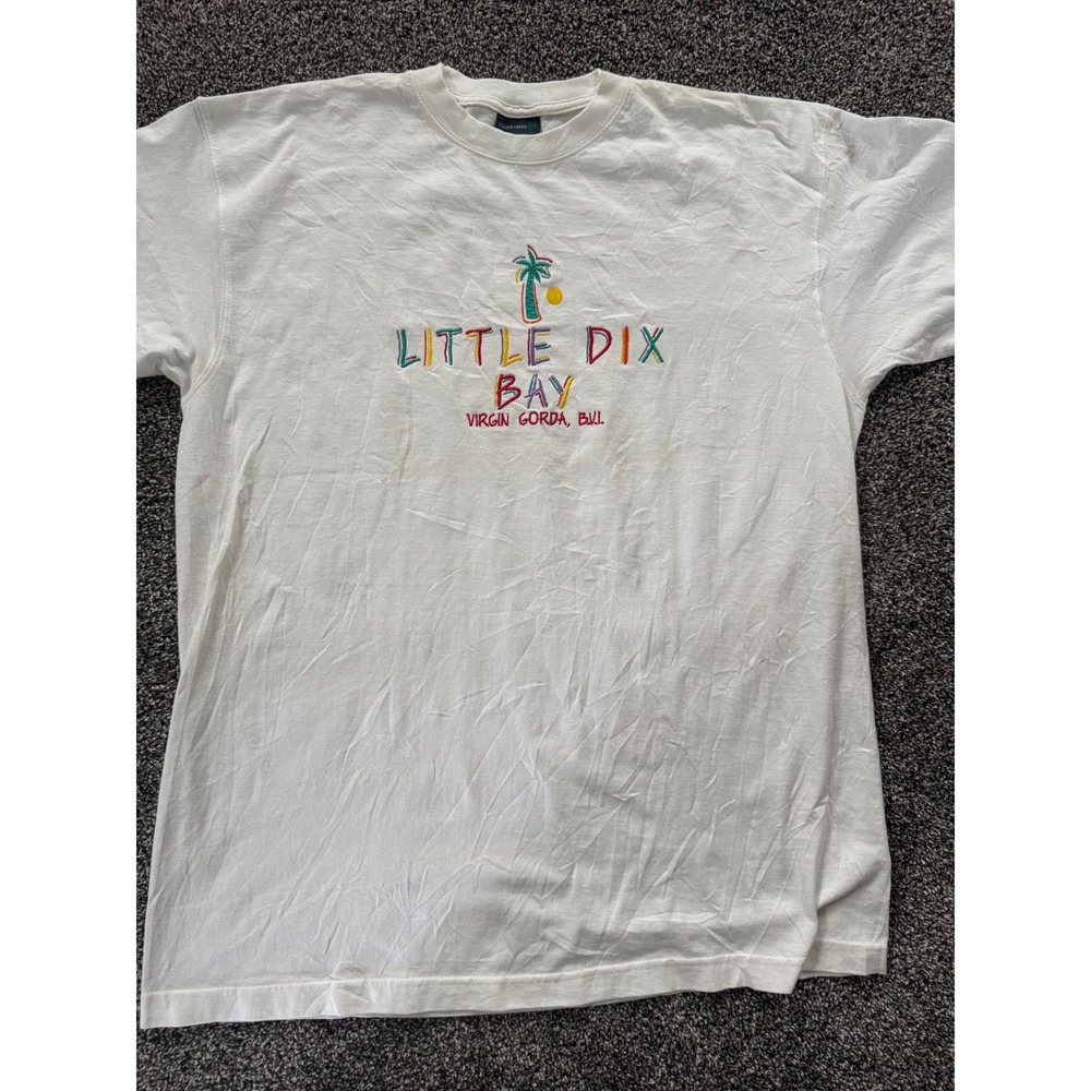 Vintage Willow Creek Little Dix Bay Virgin Gorda BVI White Embroidered XL